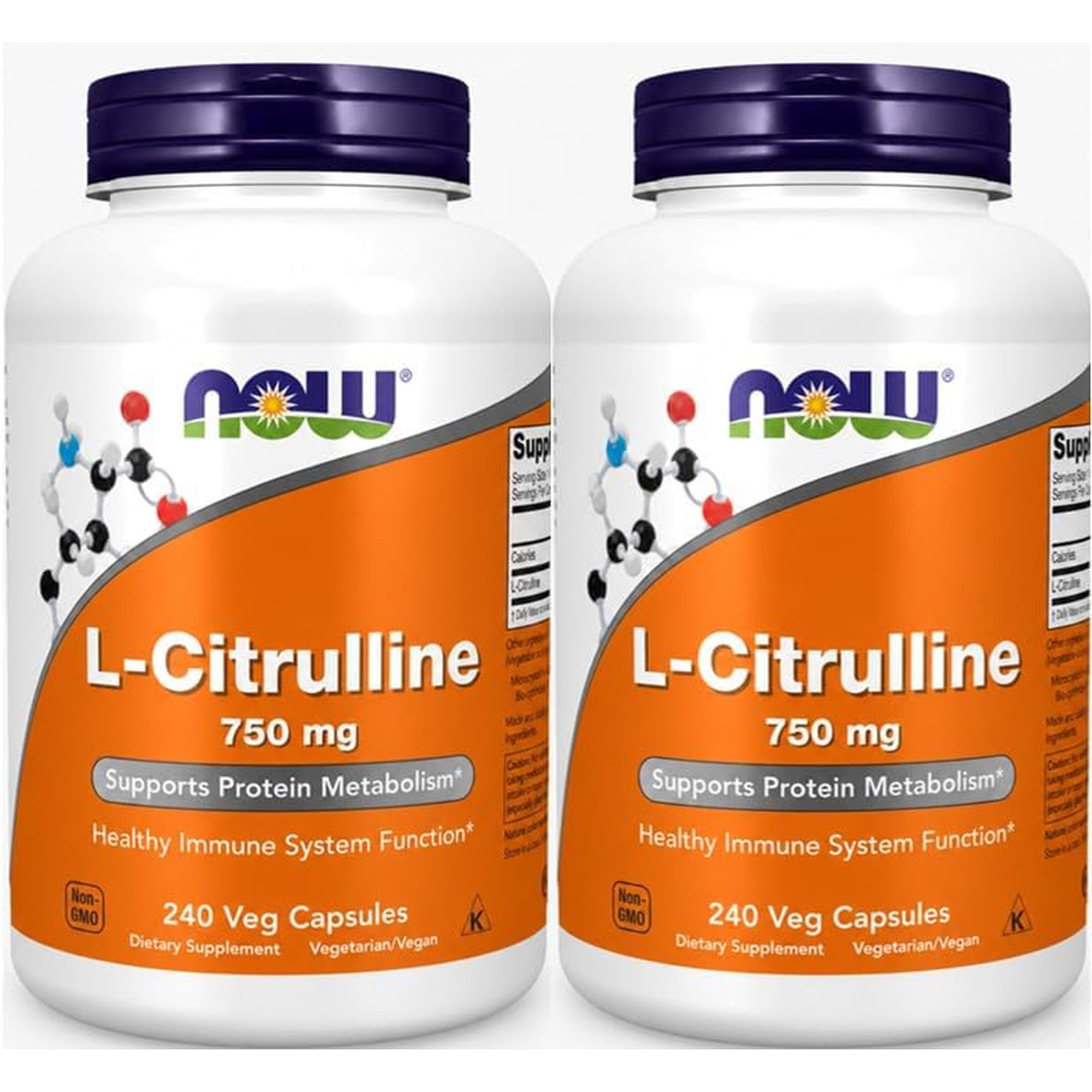 NOW Foods Supplements, L-Citrulline 750 mg, Supports Protein Metabolism*, Amino Acid, 240 Veg Capsules (Pack of 2)