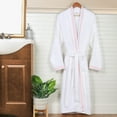 thumbnail image 6 of Unisex Cotton Terry Kimono Bathrobe with Embroidery All-Season Robe, XL, Emberglow-White, 6 of 12