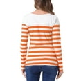 thumbnail image 3 of BLUSA CHIC PARA MUJER INSPIRE, A RAYAS, BLOQUE DE COLOR, MANGA LARGA, CAMISETA CASUAL, TALLA L, BLANCA Y NARANJA, 3 of 6
