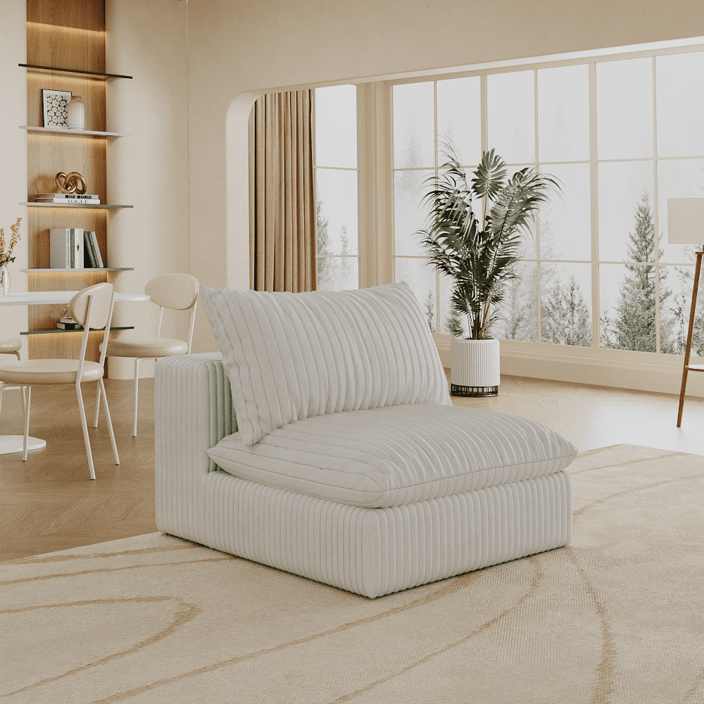 Corduroy Deep Seat Sofa Couch with Removable Cushions, No Assembly Needed, Ideal for Living Room, Bedroom, Apartment, Conference Room