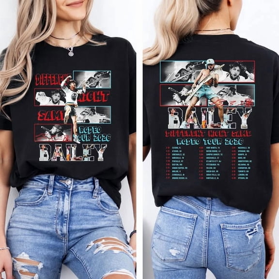 Bailey Zimmerman Tour T-shirt, Different Night Same Rodeo T-shirt Sizes S-5XL