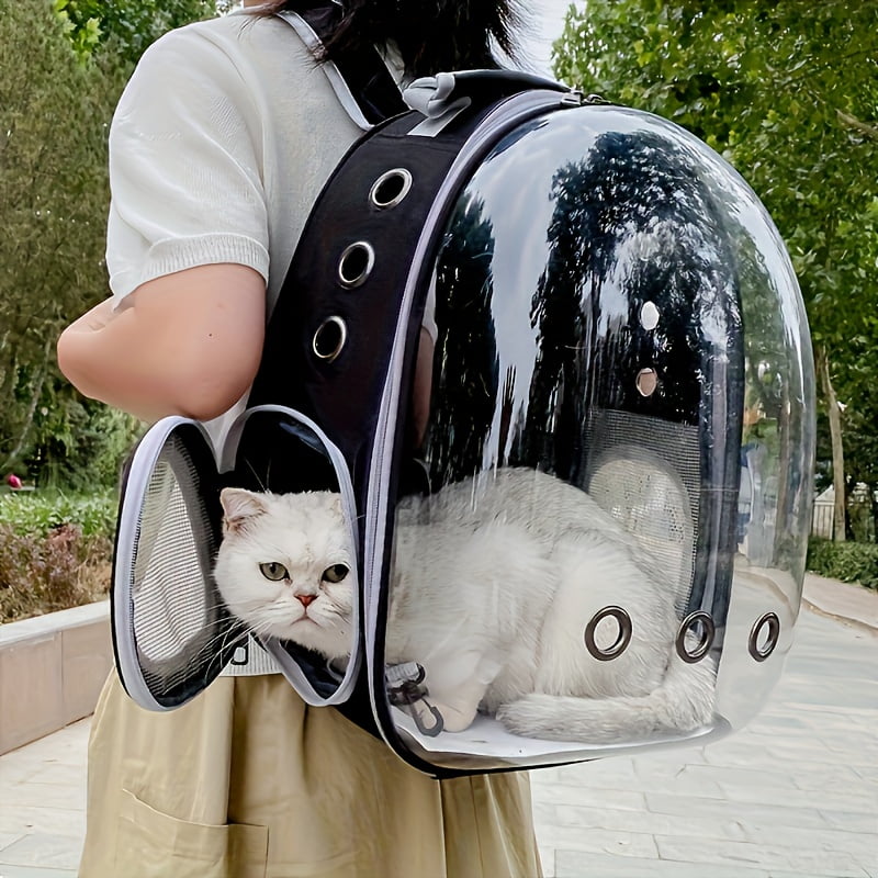 Space Capsule Pet Carrier Backpack, Breathable Transparent Travel Carrier for Cats Small Dogs, Zippered Portable for Outdoor Adventures Pet Travel Bag
