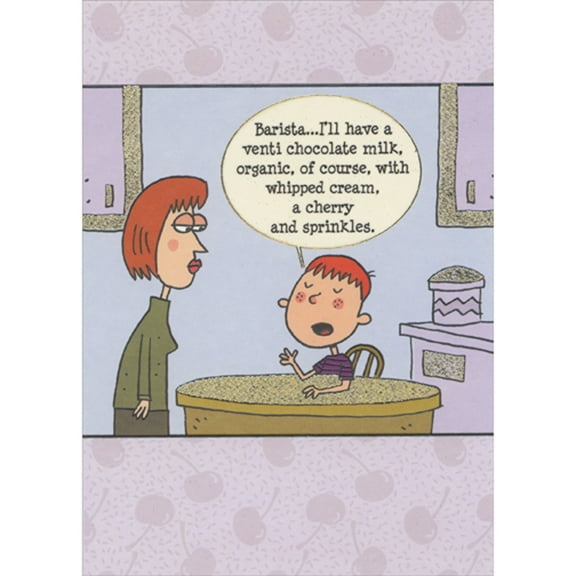 Designer Greetings Mom Barista: Child Ordering Venti Chocolate Milk Funny / Humorous Mother's Day Card