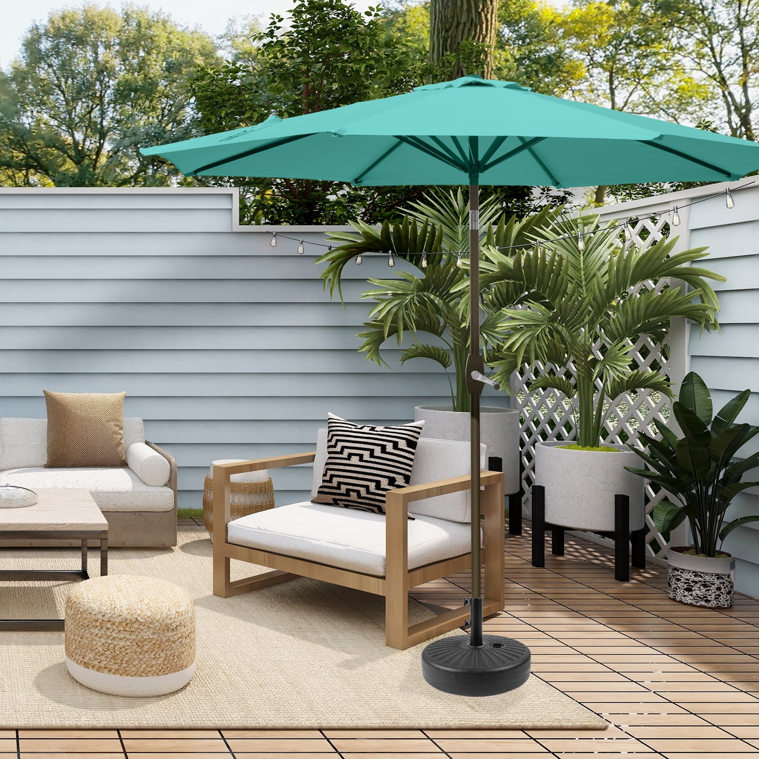 GARDEN 9 Ft Patio Umbrellas w/ Black 