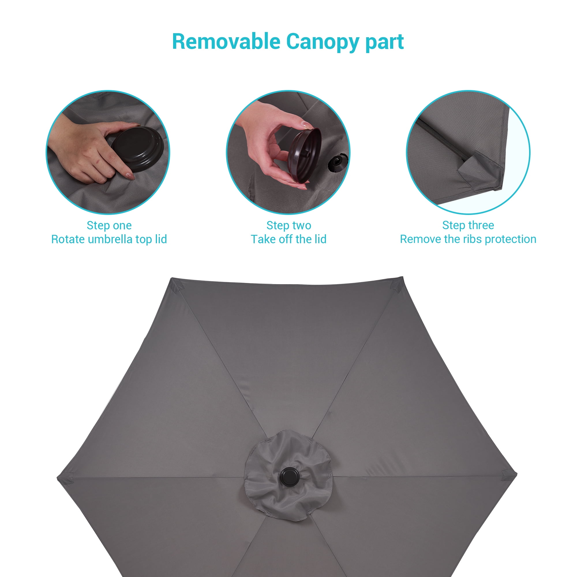 CHYVARY 7.5 FT Patio Shade Umbrellas with Tilt Button for Patio,Outdoor,Garden and Pool, Gray