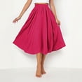thumbnail image 5 of 21 Colors Flax Skirt for Women Summer Plus Size Flowy Large Hem Elastic Waist Breathable Lightweight Soft Casaul Pleated Midi Skirts Blue, 5 of 9
