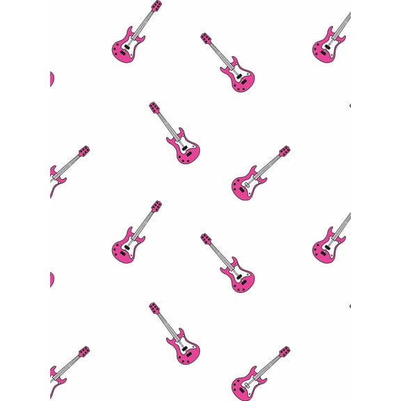 Rocker Electric Guitar Removable Vinyl Wallpaper by Barbie - White