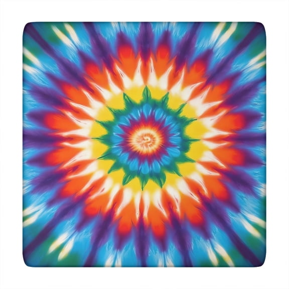 Colorful Rainbow Tie Dye Spiral Pattern Square Fitted Tablecloth with Elastic Edge,Square Table Cover,Washable Elastic Table Cover for Home Kitchen Party Decor 34"x34"