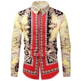 thumbnail image 4 of Camisa informal ajustada de estilo étnico distintivo nacional para hombre, blusas clásicas, camisas de manga larga con cuello vuelto, ropa de vestir, 4 of 4