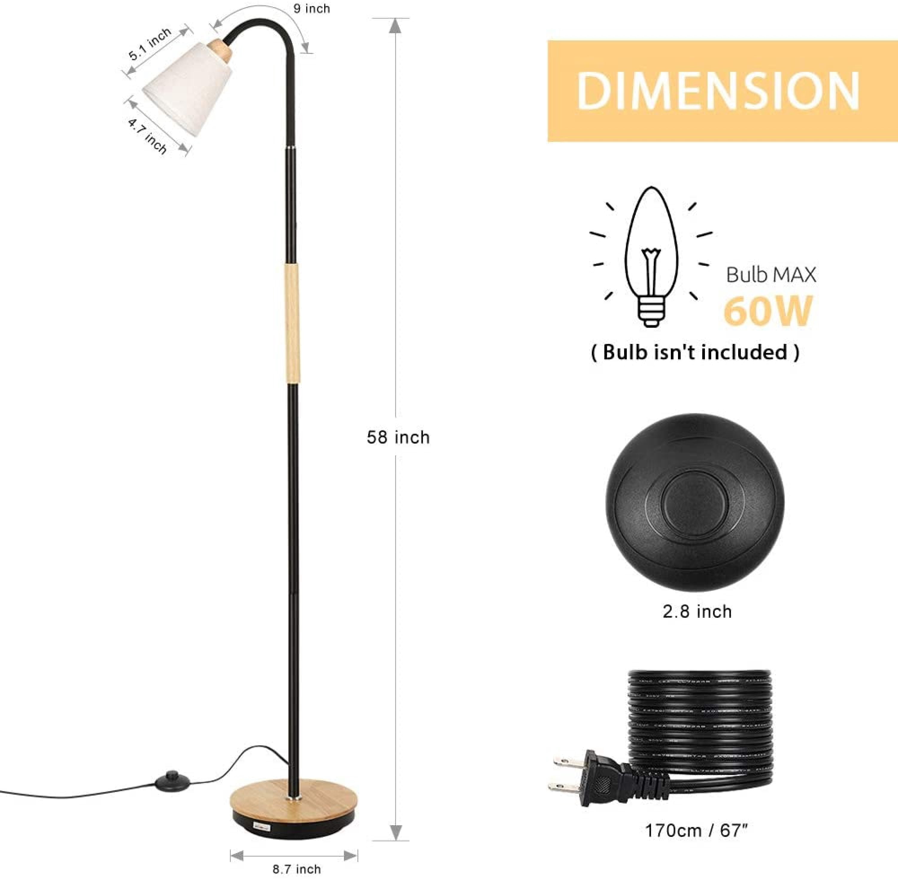 Modern Floor Lamp 360°Adjustable Standing Lamp Tall Reading Lamp Living Room