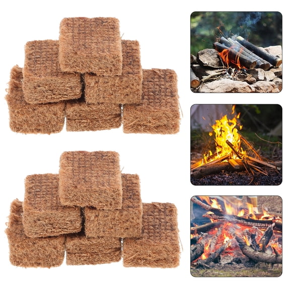 UNOMOR 10pcs Fire Bricks Fire Starter Cubes Brown Quick Ignition for Camping
