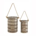 thumbnail image 1 of Benjara BM216550 Metal Lantern with Cut Out Design & Rope Handles, Galvanized Gray - Set of 2, 1 of 1
