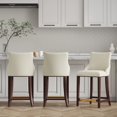 thumbnail image 2 of Shubert Counter Stool with Solid Wood Base in Ivory - Set of 3, 2 of 7