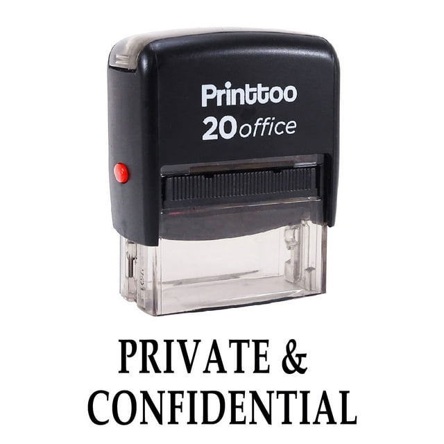 Printtoo Bureau Timbre Fixe Privé & Confidentiel Auto Encrage Tampon en Caoutchouc-Noir