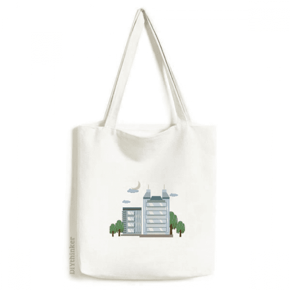Animation Outline Buildings Tote Canvas Bag Shopping Satchel Casual Handbag