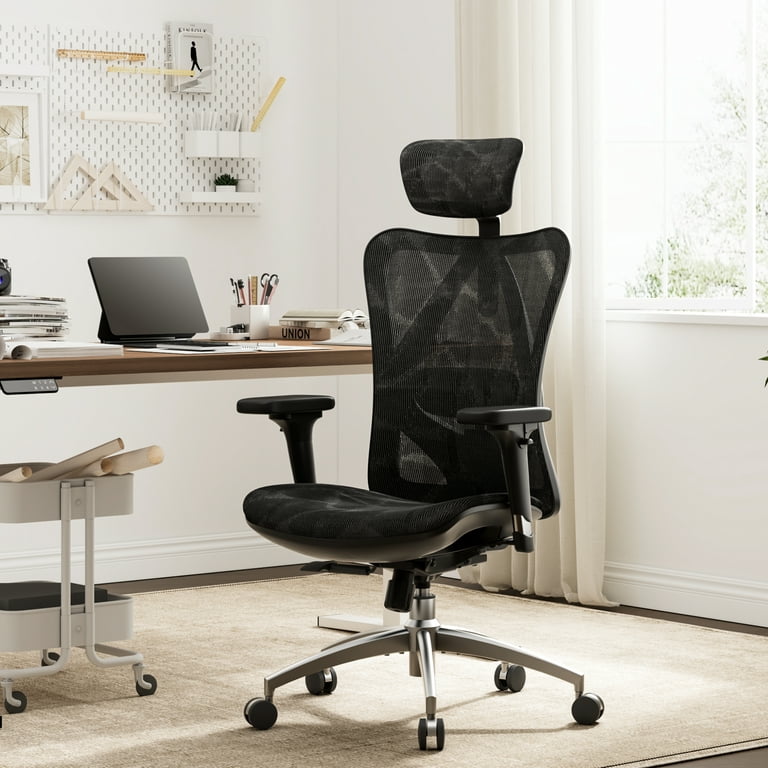 SIHOO Ergonomic Office Chair Mesh High Back Desk Chair Computer Chair with  Headrest, Armrest and Lumbar Support, 300lb, Black