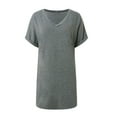 thumbnail image 3 of Summer Dresses For Women Short Sleeve With Pockets T Shirt With Pockets Juniors Dresses Knit Dresses for Women Ladies Casual Dresses Turtleneck Dress Maxi Dress Ladies Dress Summer High Low Dresses, 3 of 7