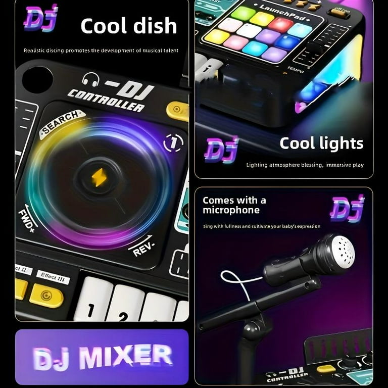 OZMI DJ Turntable Set - Portable Mixer with 7 Piano Keys