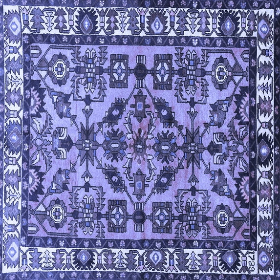Ahgly Company Machine Washable Indoor Square Persian Blue Traditional Area Rugs, 7' Square