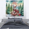 thumbnail image 3 of Merry Christmas Santa Reindeer Antlers Siberian Husky Sleigh Xmas Winter Holiday Tapestry Husky Dog Lover Gifts Wall Hanging Backdrop Home Decor - 00023, 3 of 5