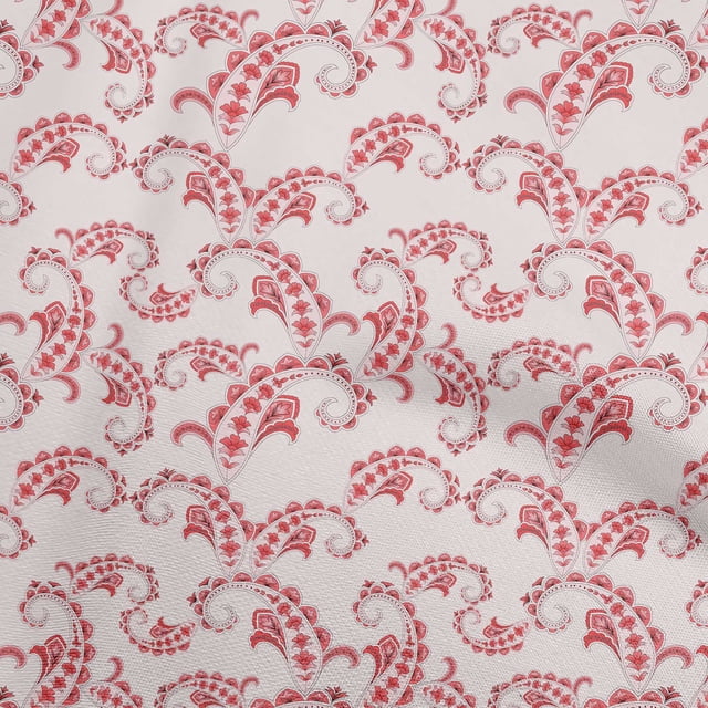 oneOone Silk Tabby Light Pink Fabric Asian Paisley Craft Projects Decor Fabric Printed By The Yard 42 Inch Wide