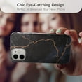 thumbnail image 4 of Vena Melange Marble Case Compatible with Apple iPhone 12 Mini (5.4"-inch), (Drop Proof Protection) Stylish Glitter Sparkle Bumper Case Cover - Black, 4 of 8