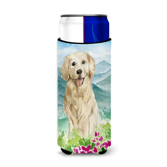 Carolines Treasures CK2536MUK Mountain Flowers Golden Retriever Michelob Ultra Hugger for slim cans  Slim Can multicolor
