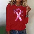 thumbnail image 4 of purcolt Breast Cancer Awareness Shirt Long Sleeve Shirt Pink Ribbon Print Graphic Shirts Breast Cancer Gifts for Woman, 4 of 4