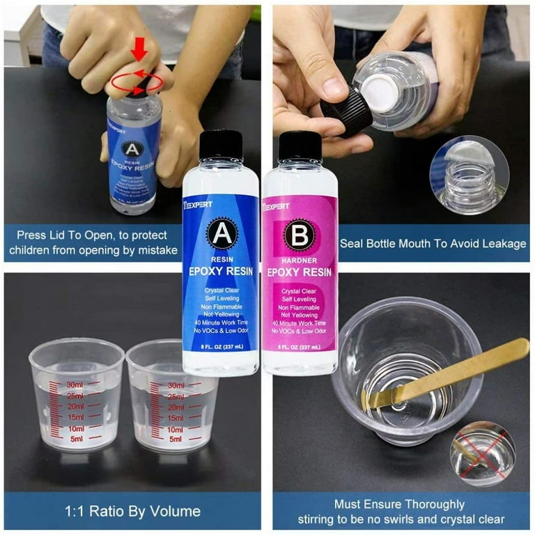16 Oz (473 ml) | Art & Craft Epoxy Resin Kit | Includes 2 pairs of gloves,  2 cups, 4 sticks & 5 x 5g mica powder bags | Free express shipping