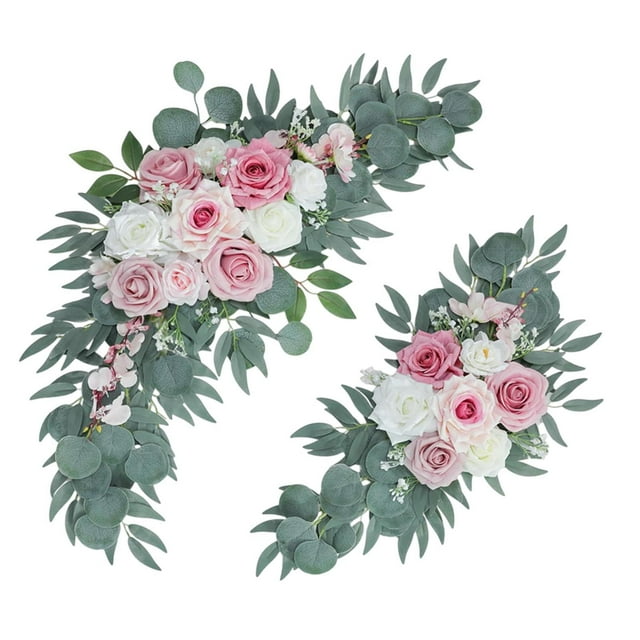 2 uds arco de boda flores de bienvenida decoración flores de seda verde telón de fondo corona de flores artificiales botín para cumpleaños