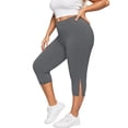 thumbnail image 1 of Pantalones de yoga de cintura alta para mujer: aberturas laterales, leggings elásticos y transpirables de largo 8 para correr en el gimnasio: ropa deportiva cómoda con cintura alta, 1 of 4