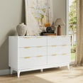 thumbnail image 2 of ELYKEN 54" Fluted Dresser for Bedroom, White Wood 6 Drawer Dresser with Faux Marble Top and Gold Handle, Modern Large Wide Chest of Drawer for Living Room, Hallway, 2 of 9