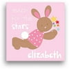 Sandra Magsamen Personalized Bunny Stars Canvas Wall Art, 16" x 16", Pink