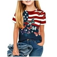 thumbnail image 2 of Frwgonr Big Girl Tees Kids American Flag T-Shirt Boys Patriotic Short Sleeve Tees Summer Top Clothes Blue, Size 3-12 Years, 2 of 5