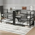 thumbnail image 3 of Generic Full Size Quadruple Metal Bunk Bed with Built-in Storage Shelves & Wardrobe - Sturdy Noise-Reduced Design for Space-Saving Shared Bedrooms, Black, 3 of 9