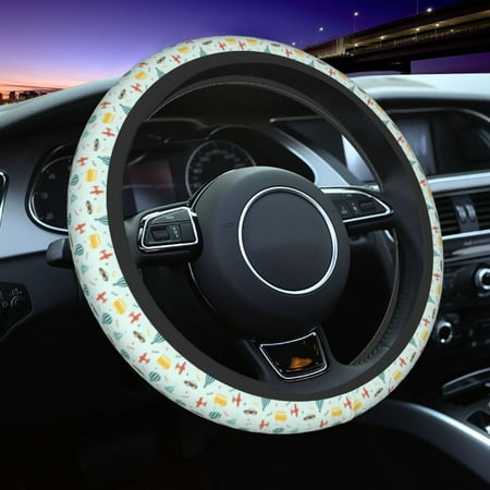 Elastic Steering Wheel Cover Transport Travel Stretch Thickening Car Steering Wheel Cover Women Men Steering Wheel Protector Universal 15 in