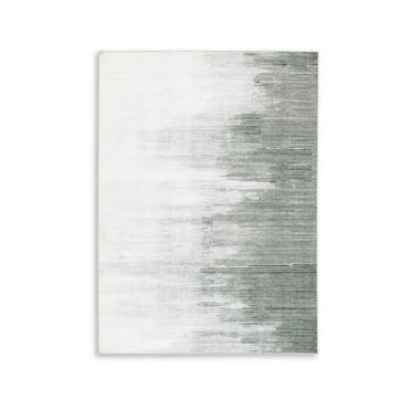 Signature Design by Ashley Milset Contemporary 8' x 10' Machine Washable Printed Ombre Abstract Pattern Large Area Rug, Low Pile, Black, White & Gray