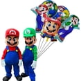 thumbnail image 3 of 5 globos de papel de aluminio de Super Mario Brothers, fiesta temática de Super Mario Brothers, suministros de decoración para fiesta de cumpleaños para niños., 3 of 5