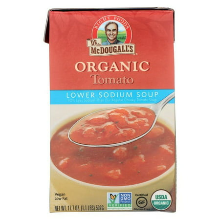 Dr. Mcdougall's Organic Chunky Tomato Lower Sodium Soup - pack of 6 - 17.7