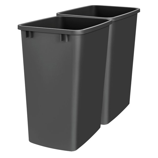 Contenedor de Basura Rev-A-Shelf de Polímero 35 Cuartos Negro Paquete de 2