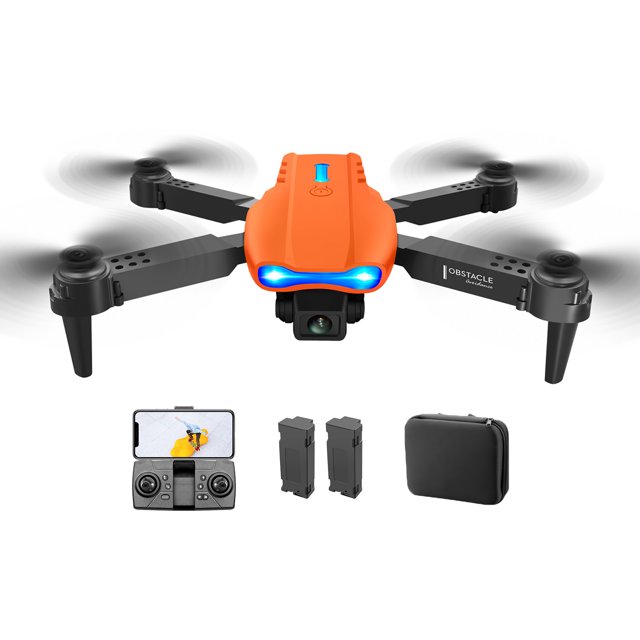 Cuadricóptero Rc Drones FPV con carga USB de avión para niños y niñas (naranja, 2 baterías, 2 cámaras)