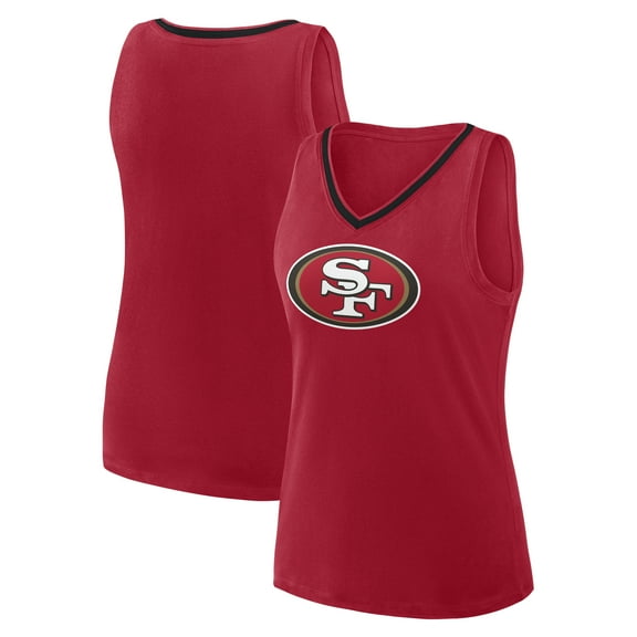 Women's Logo Athletic Scarlet San Francisco 49ers Plus Size Stellar Win V-Neck Tank Top