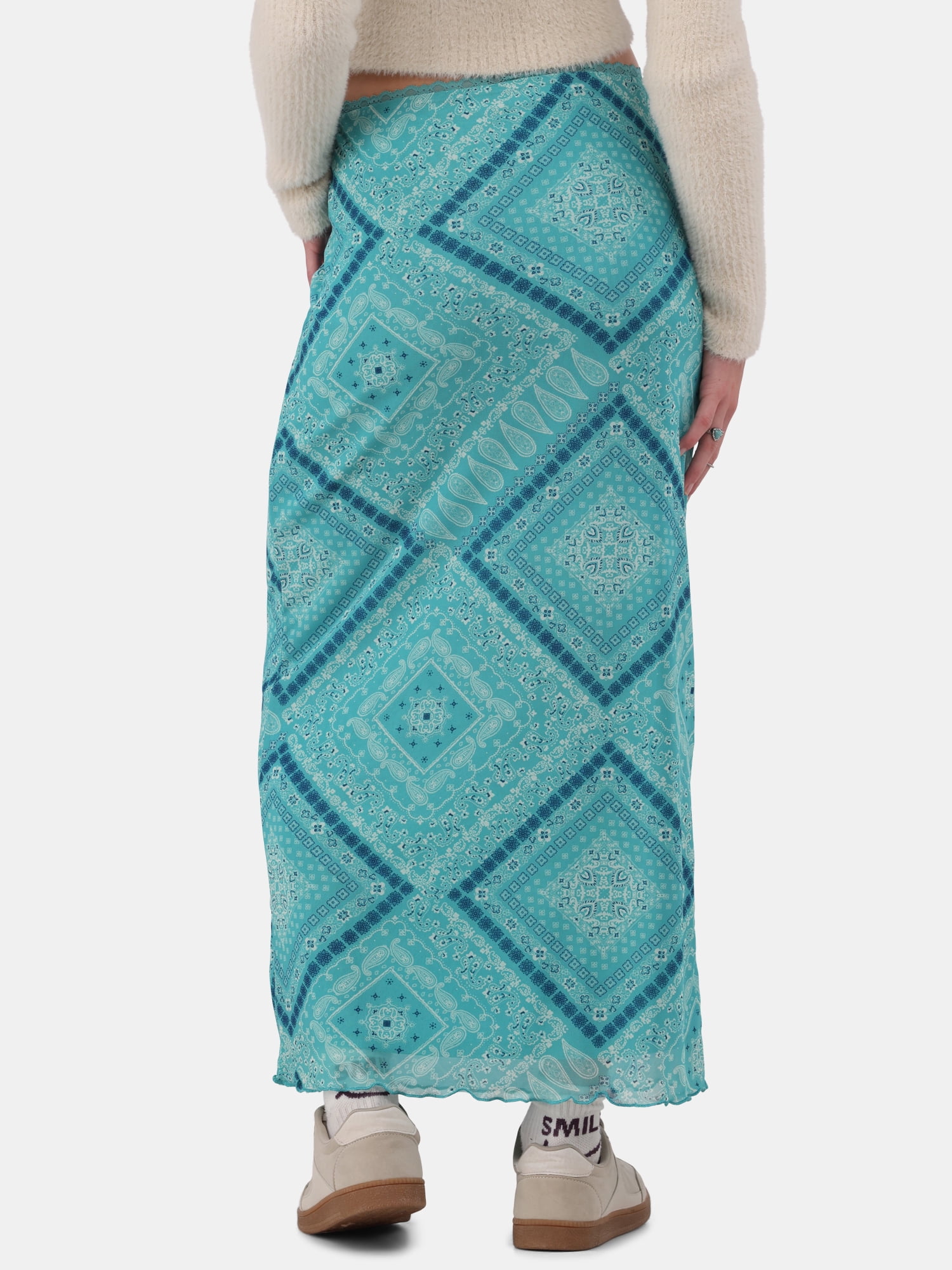 No Boundaries Lace-Trim Mesh Maxi Skirt, Women’s and Women’s Plus