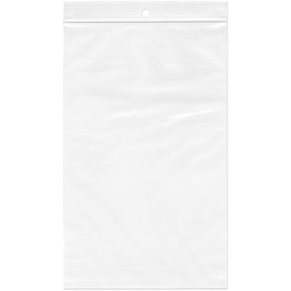 Plymor 5" x 8" (Pack of 100), 2 Mil with Hang-Hole Zipper Reclosable Plastic Bags