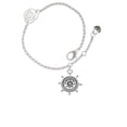 thumbnail image 2 of Delight Jewelry Silvertone Antiqued Ship Wheel Silver-tone Rose Link Chain Bracelet, 6.25"+1.75" Extender, 2 of 4
