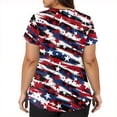 thumbnail image 4 of 4th of July Scrub Tops Women Loose Short Sleeve USA Flag Print Scrub Shirts V Neck USA 250th Anniversary Patriotic Scrubs Medical Nurse Workwear Nursing Uniform with Pockets Dark Blue 3XL, 4 of 5