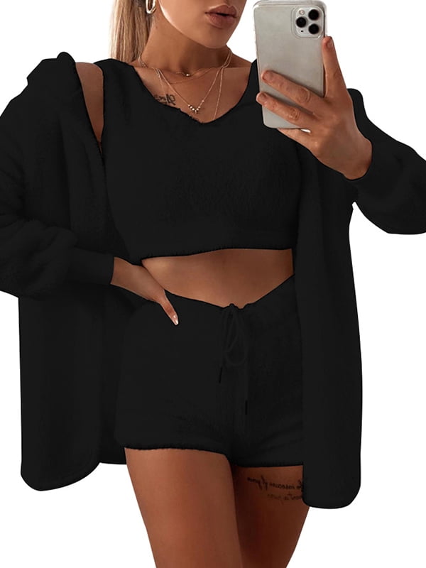 Julycc Women Fleece Fur Tank Tops Short 