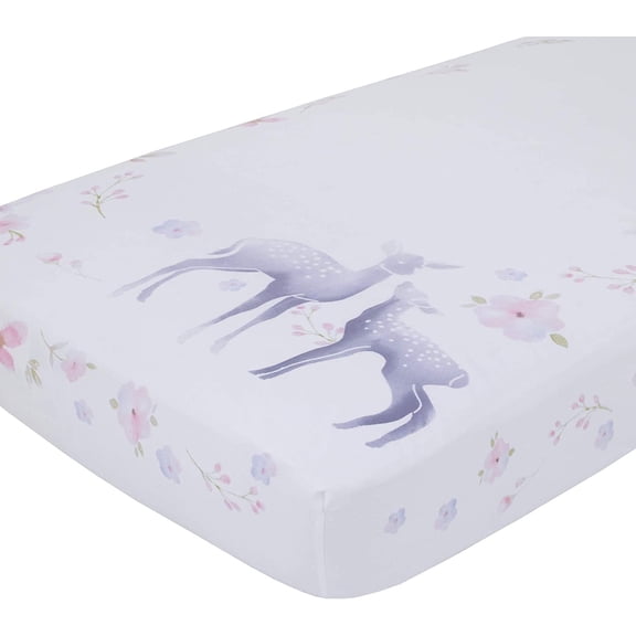 NoJo Watercolor Deer 100% Cotton Sateen Photo Op Fitted Crib Sheet