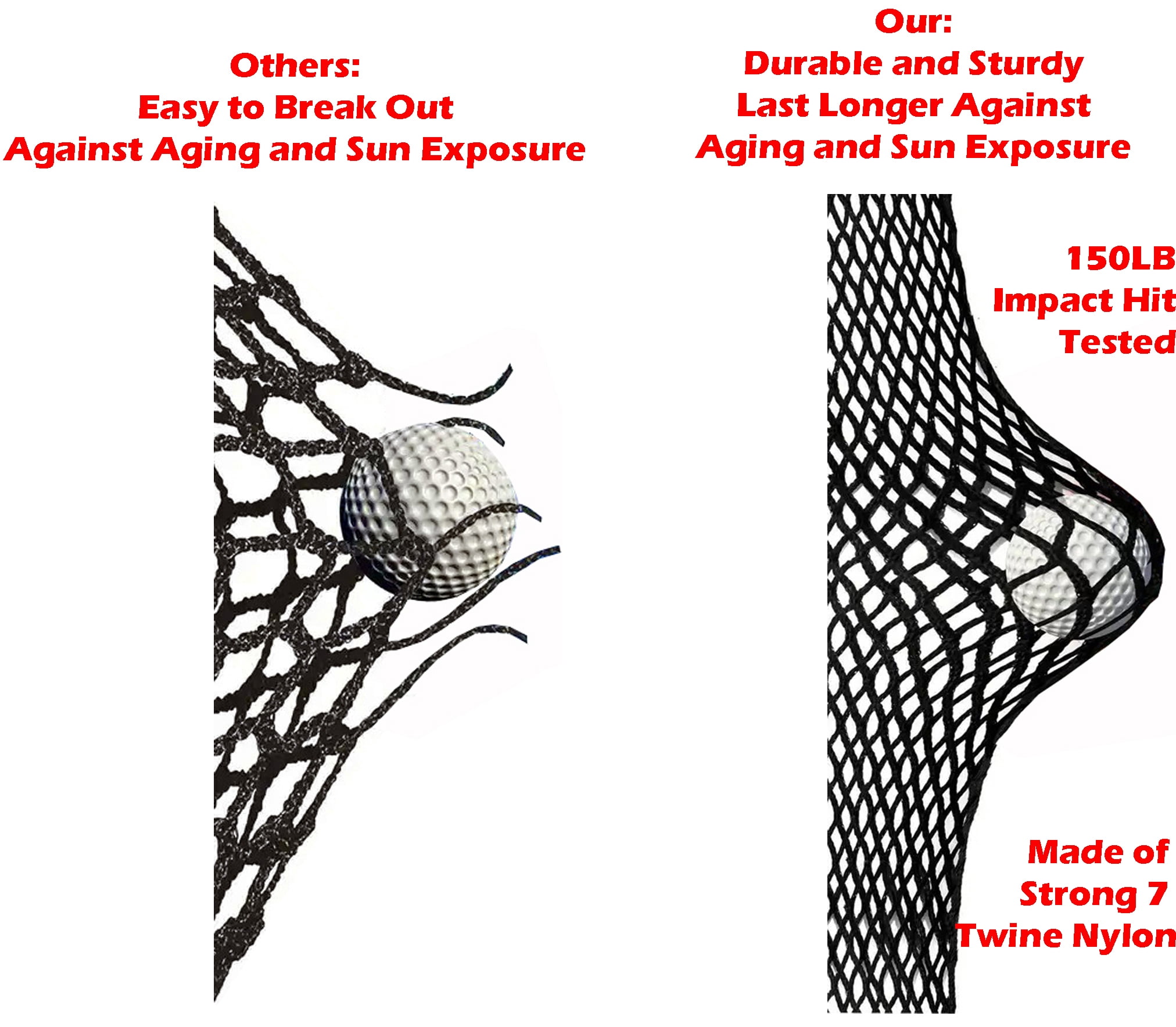 10ft x 10ft Sports Netting Golf Hitting Practice Net Strong 150 LB Tested Nylon Mesh Net 1-Inch Mesh Holes for Golf Baseball Hockey Soccer Lacrosse LAX