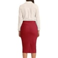 thumbnail image 3 of INSPIRE CHIC Women's Bodycon Pencil Skirt High Waist Stretchy Knee Length Office Work Skirts M Dark Red, 3 of 6